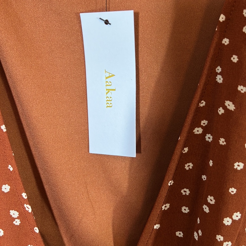 Aakaa floral rust wrap dress size Small - Picture 7 of 13